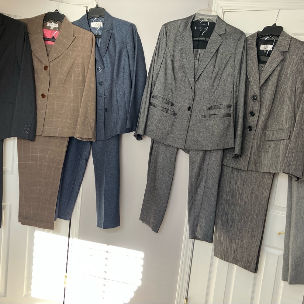 Lot of 6 pantsuits(14W) 2-LeSuit, Kasper, Anne Klein,Dress Barn,Jones New York